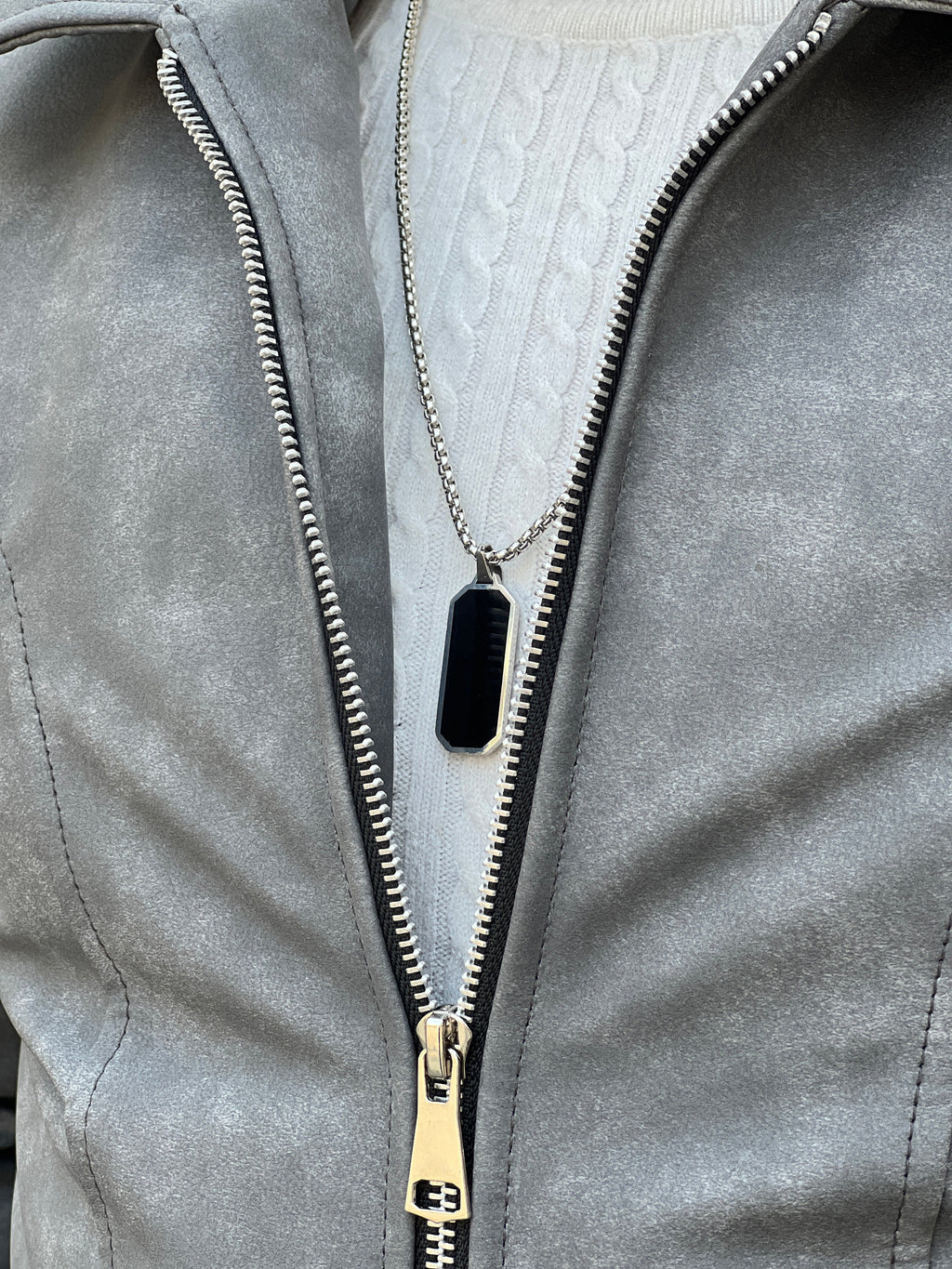 NETFLIX STYLE GREY IMPORTED LEATHER JACKET