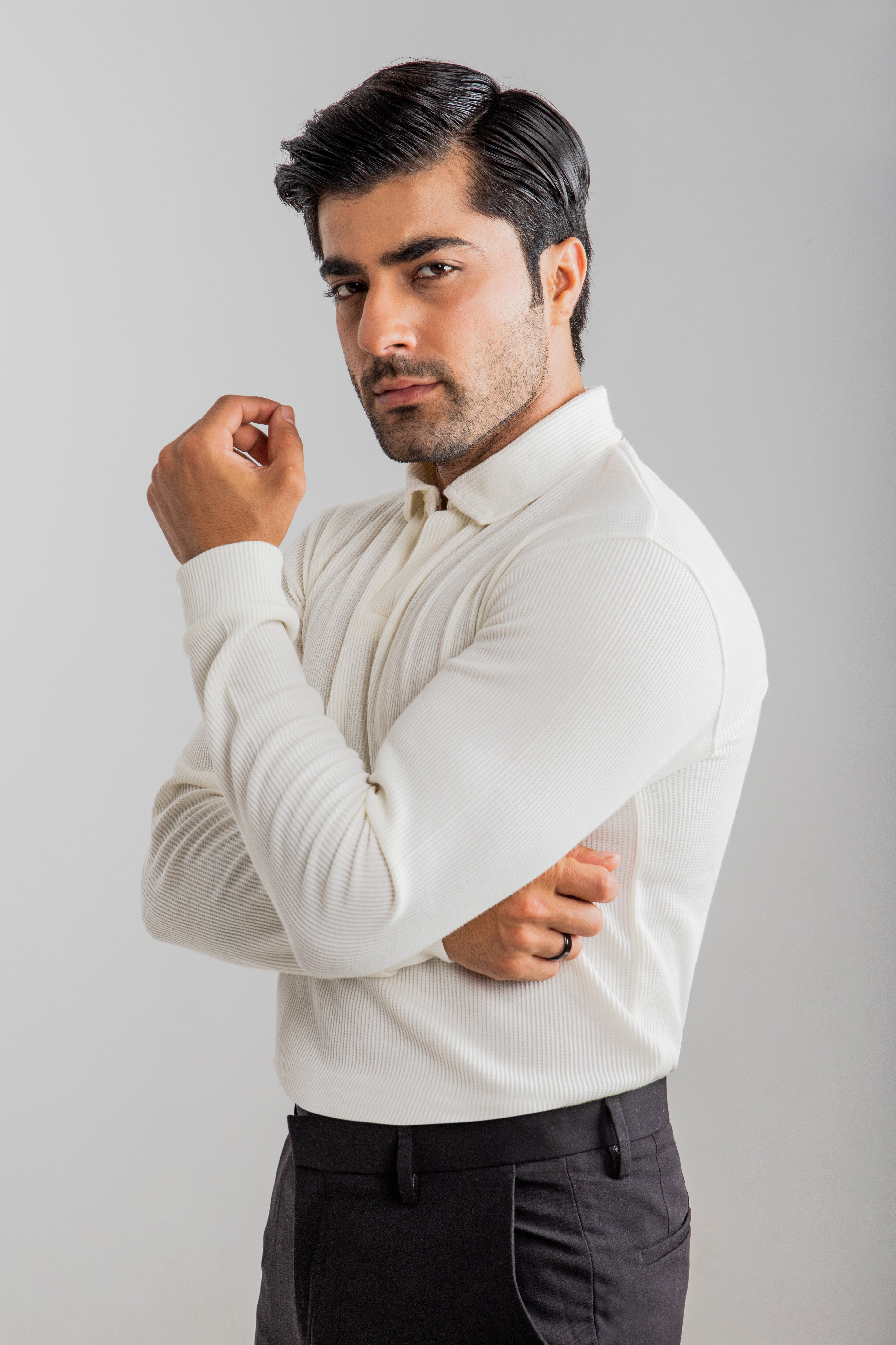 TEXTURED POLO SHIRT | WHITE