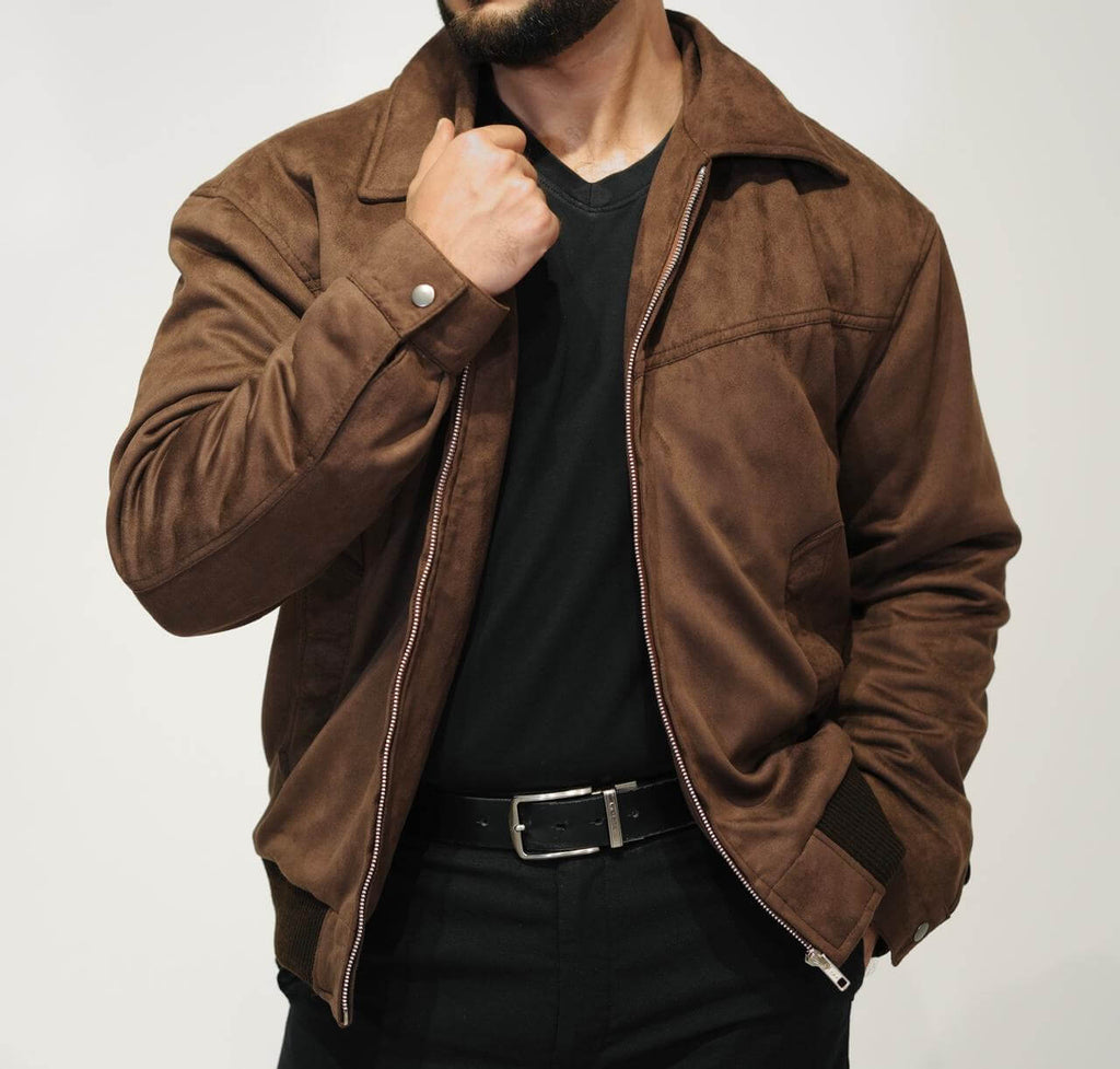Men’s Premium Chocolate Brown Suede Jacket