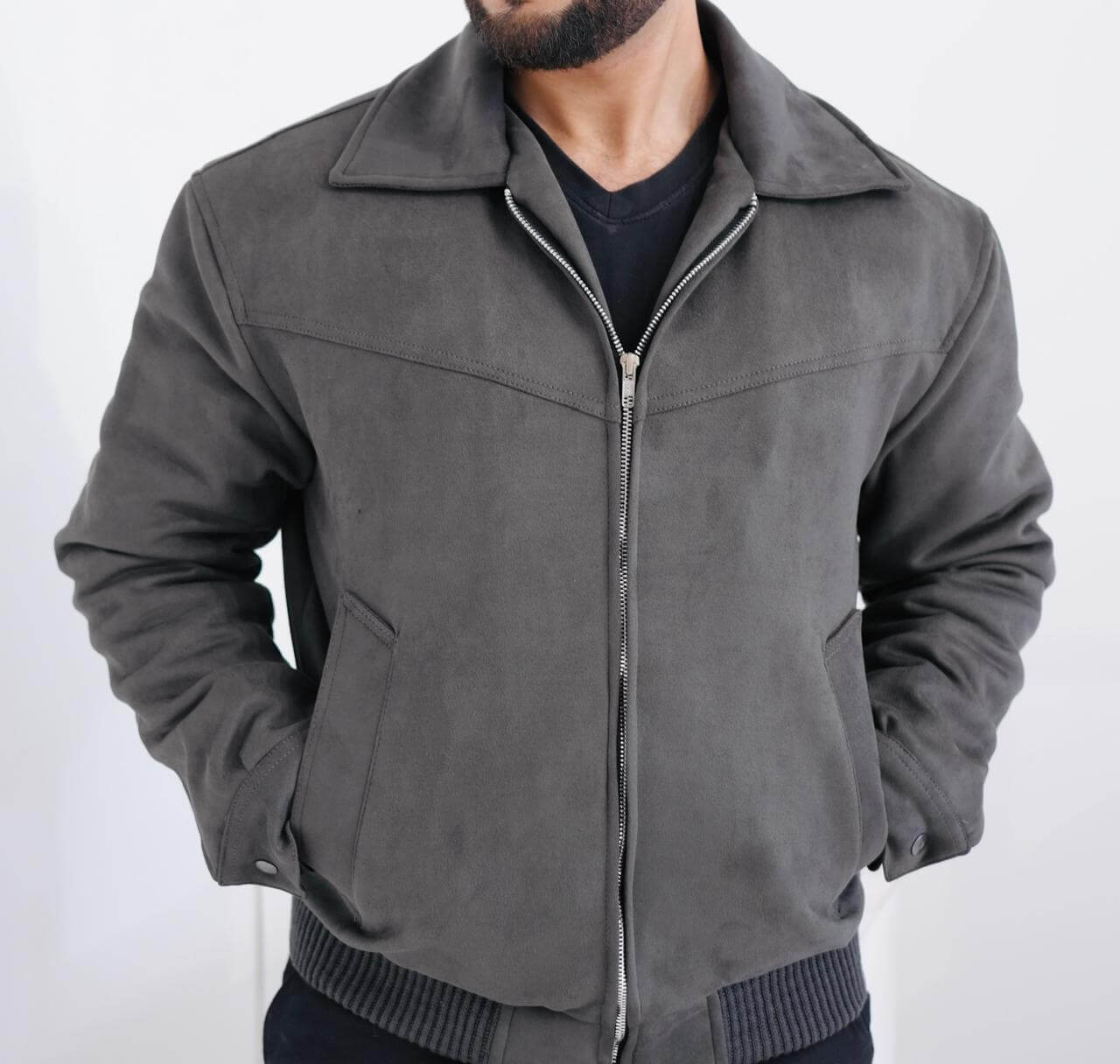 Men’s Premium Grey Suede Jacket