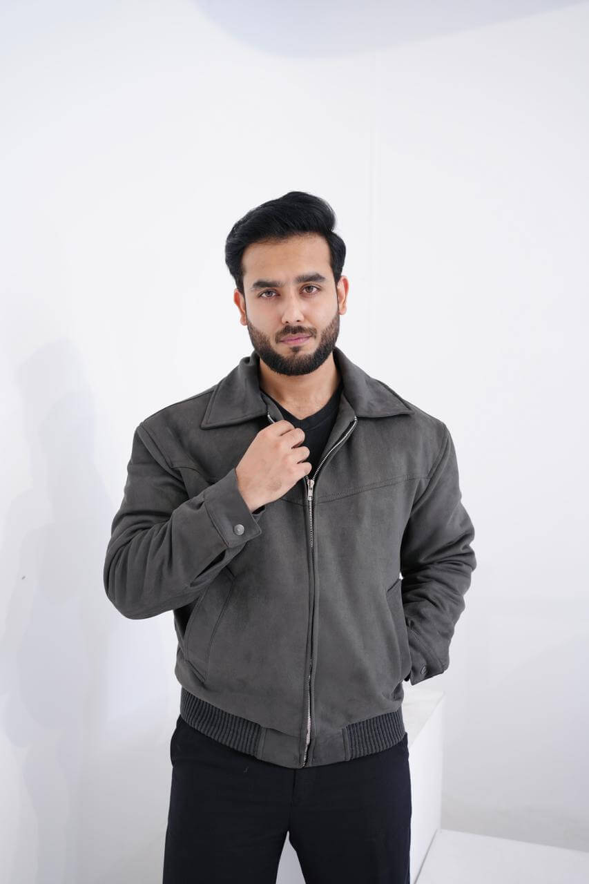 Men’s Premium Grey Suede Jacket