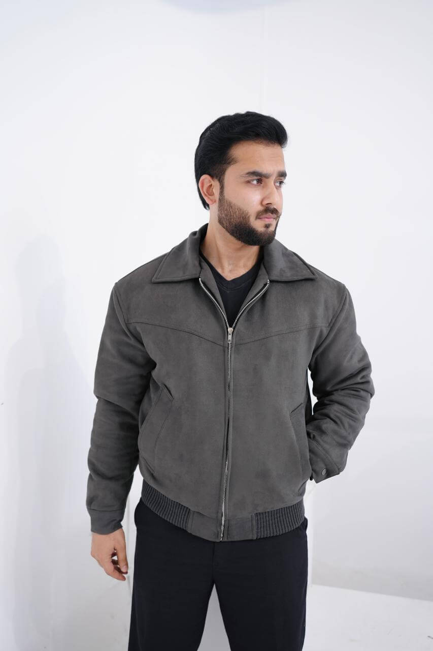 Men’s Premium Grey Suede Jacket