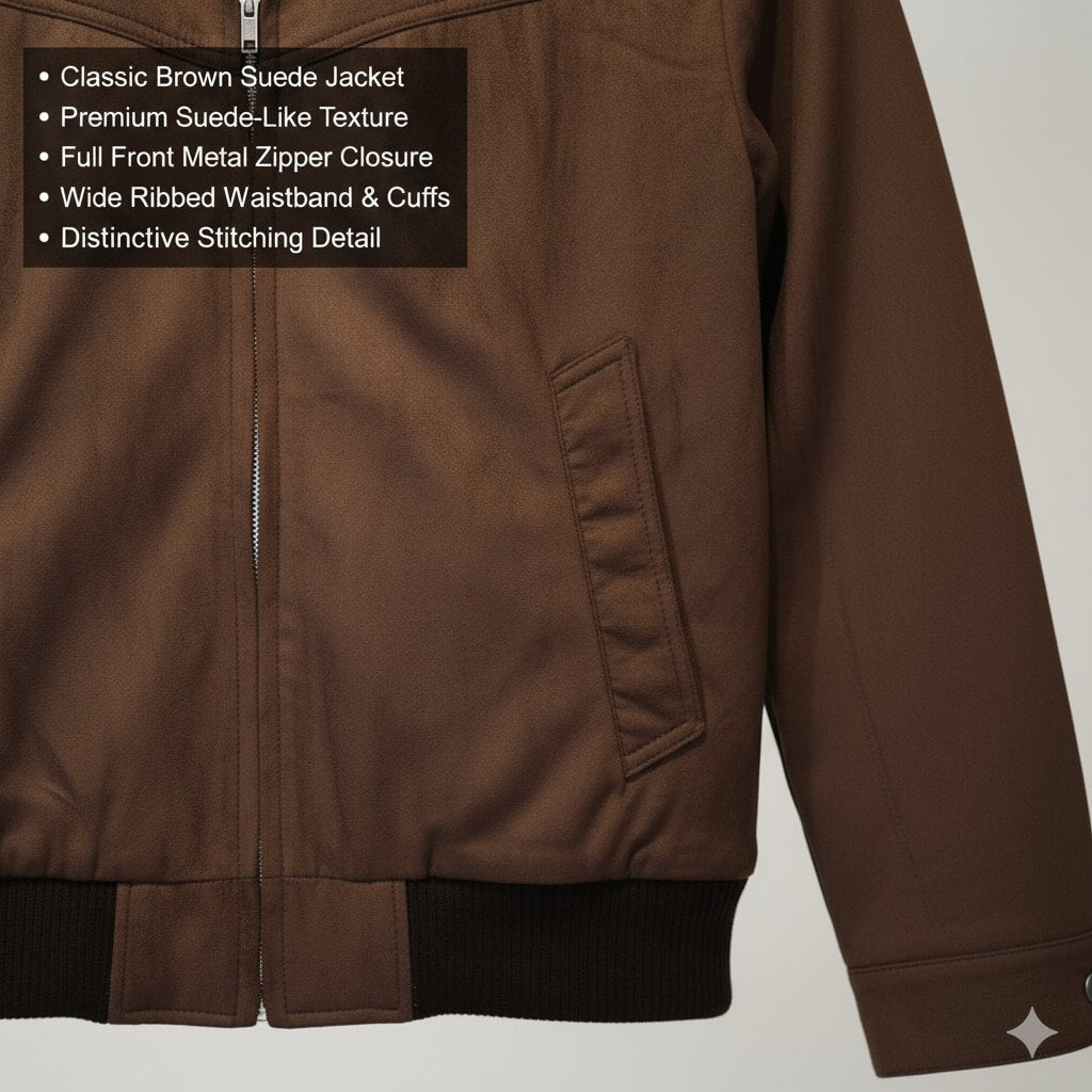 Men’s Premium Chocolate Brown Suede Jacket